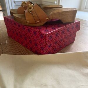 Tory Burch Jess’s Clog Sandal Vachetta Leather Size 9